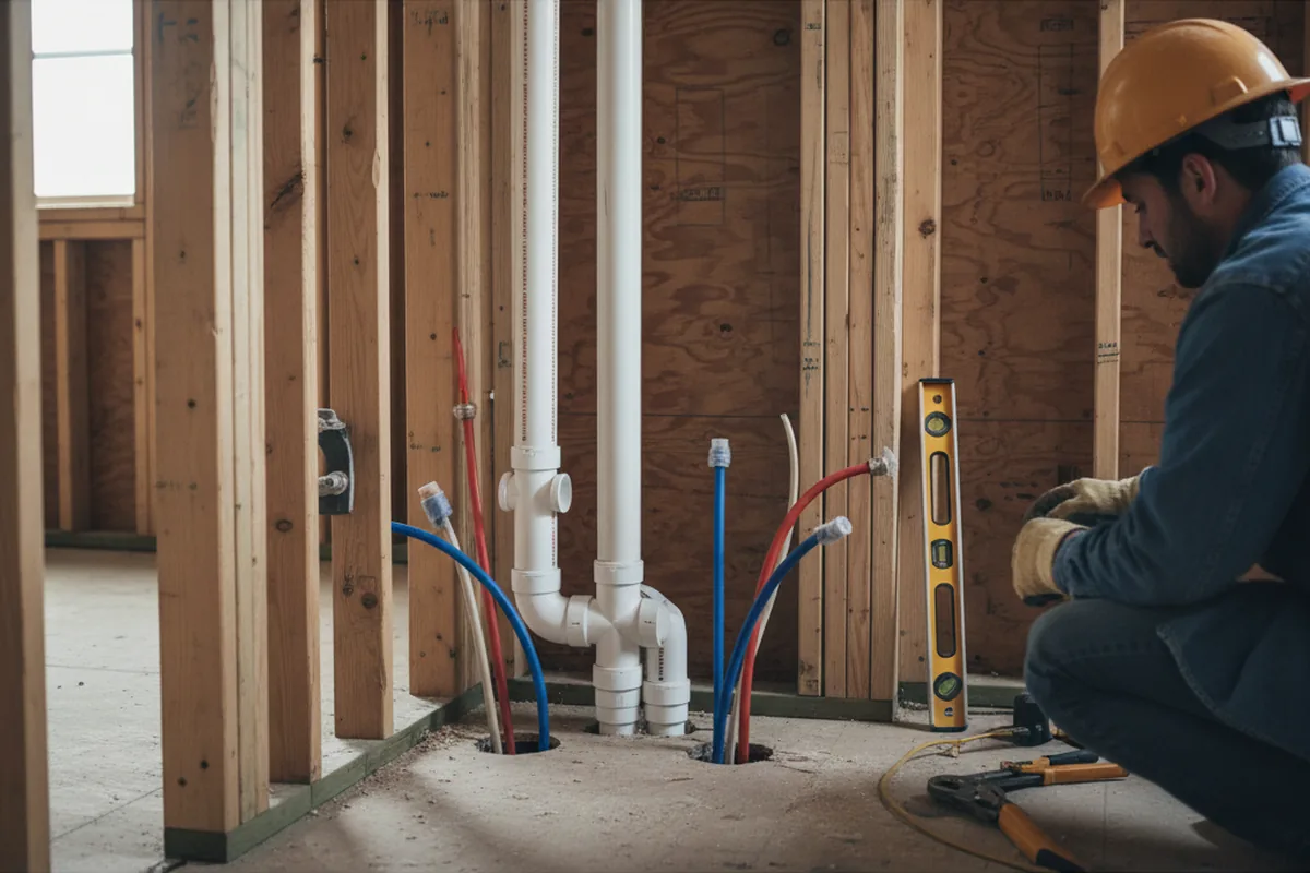 Drain and supply rough-in during Drain Cleaning in New Bern