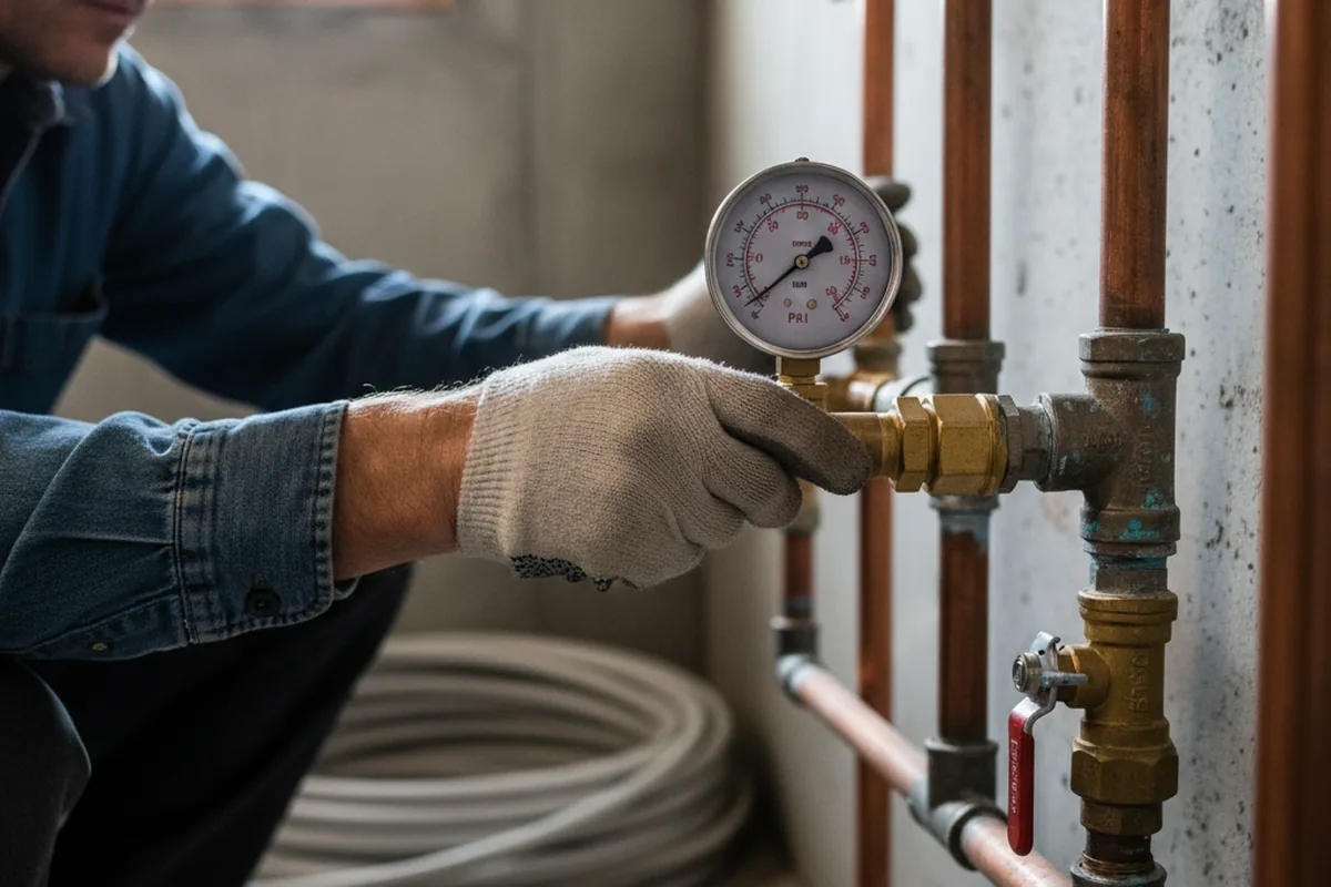 Pressure testing a repaired line during Water Line Repair in New Bern